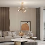 Умный потолочный светильник со стеклянными плафонами 60166/8 латунь