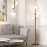 Напольный светильник со стеклянными плафонами 01383/3 латунь