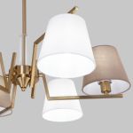 Умная потолочная люстра с тканевыми абажурами 60149/6 латунь