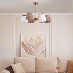 Умная потолочная люстра с тканевыми абажурами 60149/6 латунь