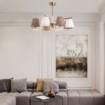 Умная потолочная люстра с тканевыми абажурами 60149/8 латунь