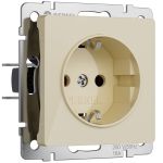 Розетка с заземлением и шторками (айвори акрил) W1171143
