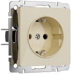 Розетка с заземлением и шторками (айвори акрил) W1171143