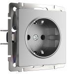 Розетка с заземлением (серебряный матовый) W1171065