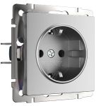 Розетка с заземлением (серебряный матовый) W1171065