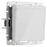 Розетка влагозащ. с зазем. с защит. крышкой и шторками (белый акрил) W1171241