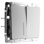 Выключатель двухклавишный проходной с подсветкой серебряный матовый W1122165