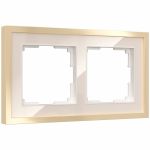 Рамка из металла на 2 поста Baguette айвори/латунь W0022851