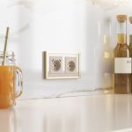 Рамка из металла на 2 поста Baguette айвори/латунь W0022851