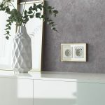 Рамка из металла на 2 поста Baguette айвори/латунь W0022851