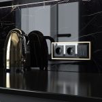 Рамка из металла на 3 поста Baguette черный/латунь W0032852