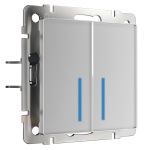 Сенсорный выключатель двухклавишный с подсветкой 1000 Вт серебряный W4520006