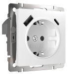 Розетка с заземлением, шторками и USB тип A+C (белый) W1171701