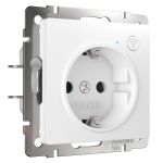 Умная  встраиваемая розетка с заземлением с защитными шторками (белый) W1171601