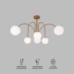 Умная потолочная люстра с плафонами 30177/6 латунь