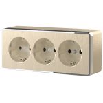 Розетка тройная с заземлением и шторками Gallant шампань рифленый W5073110