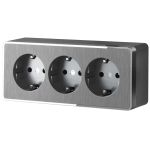 Розетка тройная с заземлением и шторками Gallant графит рифленый W5073104
