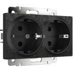 Розетка двойная с заземлением (Hammar черный) W1272008