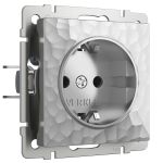 Розетка с заземлением и шторками (Hammaer серебряный) W1271106