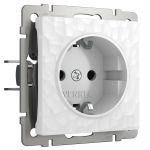 Розетка с заземлением и шторками (Hammer белый) W1271101