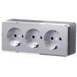 Розетка тройная с заземлением и шторками Gallant серебряный W5073106