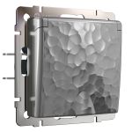 Розетка влагозащ. с зазем. с защит. крышкой и шторками (Hammaer серебряный) W1271206