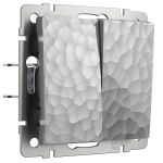 Выключатель двухклавишный проходной (Hammaer серебряный) W1222006