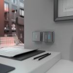 Выключатель двухклавишный с подсветкой Gallant серебряный W5020106