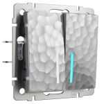 Выключатель двухклавишный с подсветкой (Hammaer серебряный) W1220106