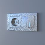 Выключатель двухклавишный с подсветкой (Hammaer серебряный) W1220106