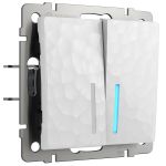 Выключатель двухклавишный с подсветкой (Hammer белый) W1220101