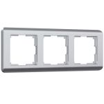 Рамка из поликарбоната на 3 поста Stream серебряный W0032106