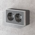 Розетка двойная с заземлением Gallant графит рифленый W5072104
