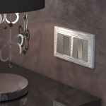 Выключатель двухклавишный проходной cеребряный рифленый W1122009