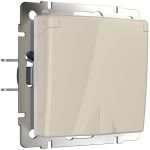 Розетка влагозащ. с зазем. с защит. крышкой и шторками слоновая кость W1171203