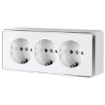 Розетка тройная с заземлением и шторками Gallant белая W5073101