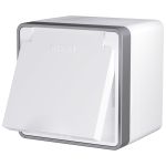 Розетка влагозащ. с зазем. с защит. крышкой и шторками Gallant белая W5071201