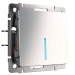 Выключатель одноклавишный проходной с подсветкой глянцевый никель W1112102