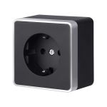 Розетка с заземлением и шторками Gallant черный с серебром W5071134 W5071134