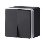 Выключатель двухклавишный влагозащищенный Gallant черный с серебром W5020234 W5020234