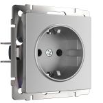 W1171106/ Розетка с заземлением и шторками (серебряный) W1171106