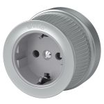 Розетка с заземлением матовый хром ретро WL19-10-01