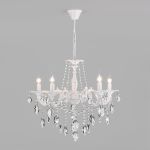 Классическая подвесная люстра 10108/5 белый/прозрачный хрусталь Strotskis