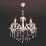 Классическая подвесная люстра 10108/5 белый/прозрачный хрусталь Strotskis