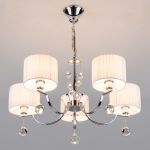 Люстра с белыми абажурами 60095/5 хром