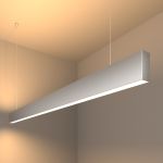 Линейный светодиодный подвесной двусторонний светильник 128см 50Вт 3000K серебряный 101-200-40-128