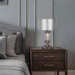 Классическая настольная лампа с абажуром 01045/1 сатин-никель