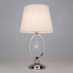 Настольная лампа с белым абажуром 01055/1 хром/прозрачный хрусталь Strotskis