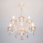 Подвесная люстра с хрусталем в классическом стиле 3281/5 белый с золотом / тонированный хрусталь