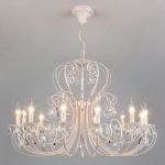 Люстра подвесная с хрусталем 3305/12 белый с золотом / прозрачный хрусталь